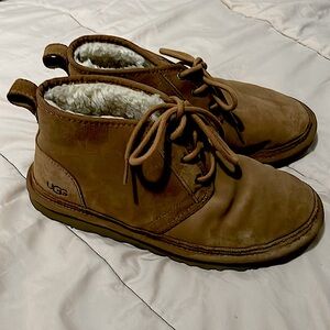 UGG brown leather boots, women, size 10